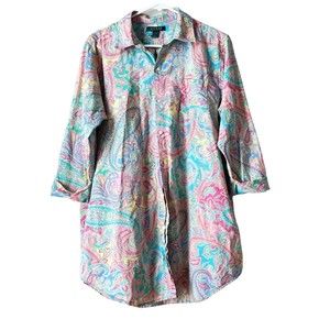 Ralph Lauren Colorful Paisley Button Up Womens Large Monogram Pulitzer beach